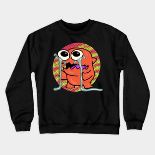 Ugly Crying Monster Orange and Green Dots Crewneck Sweatshirt